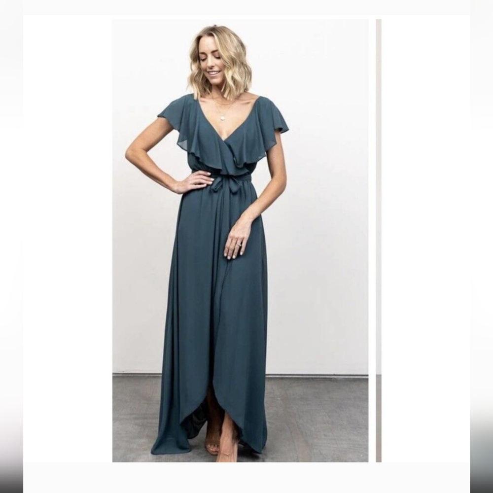 Baltic Born Katya Ruffle Maxi Dress Dusty Topaz Size Extra Small